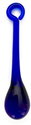 Glastropfen, Klöppel, Pendel, Tropfen aus Glas, Zapfen, Anhänger, Glaskunst, Glastropfen mit Öse zum Anhängen an Lichtmühle, Farbglas blau, Länge ca. 6-7 cm