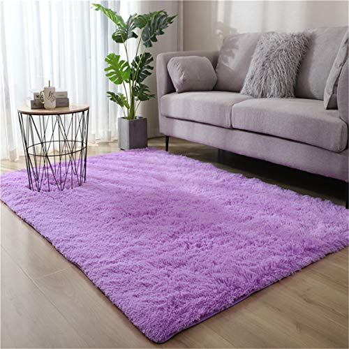 Hiser Shaggy Tappeto per Soggiorno, Moderno Soffice Peloso Ultra Molle Antiscivolo Tappeti Moquette per Interni Divano Camera da Letto Bambino Cameretta (Viola,50x80cm)