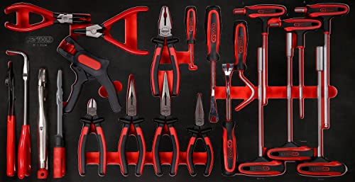 KS Tools 813.0024 T-Griff-Winkelstiftschlüssel- / und Zangen-Satz in Schaumstoffeinlage, 24-tlg