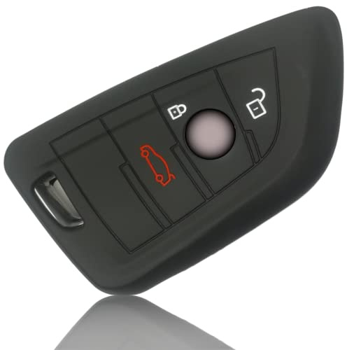 FoilsAndMore Funda compatible con BMW Llave de coche con 3-4 botones Plegable (sólo Keyless-Go) - Silicona Cubierta Protectora Cover Caso Clave in Negro