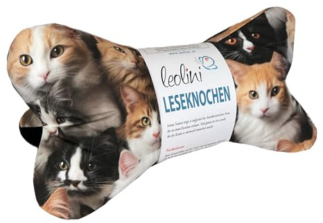 Leolini Personalisierbarer Leseknochen Lesekissen Nackenkissen Keilkissen handgemacht Katzen