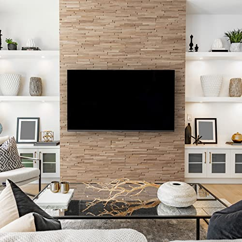 Wooden Wall Design, Eiche 3D Wandpaneele, Wandverkleidung ACE | 1 m2, echtes Holz mit natürlicher Textur, einfache Montage, Innenbereich, Strukturierte Oberfläche, sauber zuschneidbar
