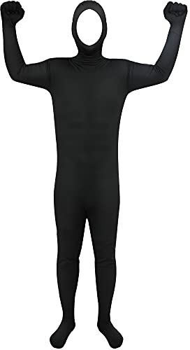 Geyoga Halloween Open Face Bodysuit Spandex Open Face Cosplay Costume Stretchy Bodysuit Unisex(X-Large,Black)