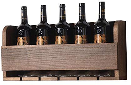 LUNEZY Wood Wine Rack Wall Shelf | Wine Glass Holder | Wine Stand | Goblet Holder | Wall-mounted wine cooler | Hanging Wine Glass Holder | Floating Unit Decoration Vintage