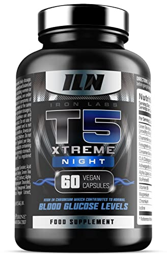Iron Labs T5 Xtreme Night - Potent Overnight Formulation - Keto Friendly - with CLA, Green Tea, Chromium & Alpha Lipoic Acid (60 Vegan Capsules)