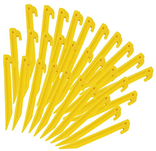AITIME 30 Pcs 9 Inch Plastic Tent Stakes, Durable Garden Lawn Tarp Stakes, Tent Spikes Nails Pegs Hammer for Outdoor Beach Camping Courtyard Decorative Accessories