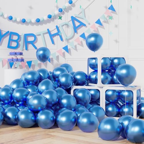 AULE Globos Azul Metalizados: 50 Piezas 5 Pulgadas Globo Cumpleaños | Globos Azules Helio Látex Decoración para Fiesta Bodas San Valentín Graduacion Navidad Aniversario