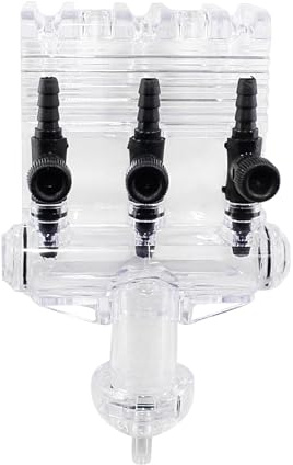 Hordion 3-Way Aquarium Air Check Flow Control, Check Valve, Switch Gang Valve, Aquarium Accessories for Splitter, Tank, Pump (Clear, Black)