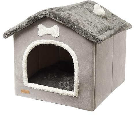 XNSHUN Hundehütte Indoor, Hundehaus Hundehütte Katzenhaus Drinnen, Katzenhöhlenbett Faltbares Komfortables Haustier Katzenhaus Mit Herausnehmbarer Matte Kissen Für Kleine Mittelgroße Hunde Katze (L)