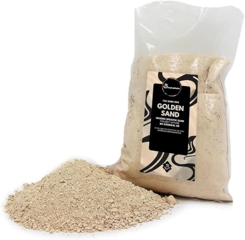 Samsara Arena de sílice dorada para inciensos, resistente al calor de los carbones, arena natural granulada para portaincienso 0,1-0,4 mm (500 g)