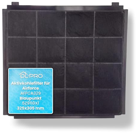 DL-pro Filtro ai carboni attivi, 325 x 305 mm, adatto per Airforce AFFCA329, adatto per Blaupunkt 5Z9110X1 filtro per cappa aspirante