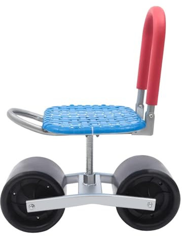 NGARY Gartenwagen-Rollroller, Um 360° Drehbarer Gartensitz Auf Rädern Mit Breiteren, Größeren Rädern, Höhenverstellbarer Und Klappbarer Rückenlehne, Für Gärten, Rasen, Bauernhöfe, Garagen, Schuppen