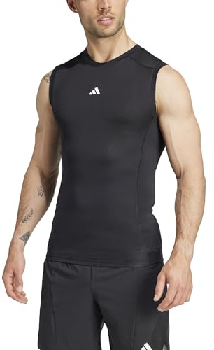 adidas Hombre Techfit Compression Training Sleeveless Shirt, Black, S