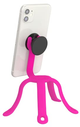 PopSockets: PopMount 2 Flex - Nicht Haftender, Flexibler Silikon Halterung und Tripod für Smartphone und Tablet - Pinky
