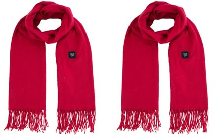 2 Stück USB Hals mit 3 Heizstufen Elektrischer Heizschal, Wiederaufladbare Lange Nachahmung Kaschmir Wärmer Nackenschals Beheizter Schal Wärmekissen Elektrische Hals Wrap (Rot)