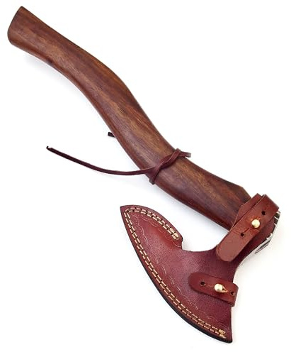 Axt kol stål yxa viking handsmidd 1095 med läderskida MAQ2588B