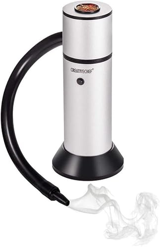 CREATIVECHEF SG16 Portable Smoke Gun for Food & Cocktail Smoking Kit - Aluminum Alloy Smoker Infuser with Wood Chips, 6.3x2.6, Sliver
