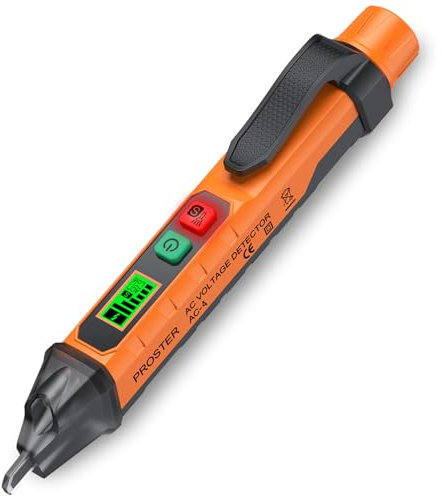 Proster Cercafase Senza Contatto Tester di Tensione con Doppia Gamma AC Sensibilità Regolabile 12V-1000V/48V-1000V Tester Elettrico con Schermo di Visualizzazione per Misura Filo Vivo/Nullo