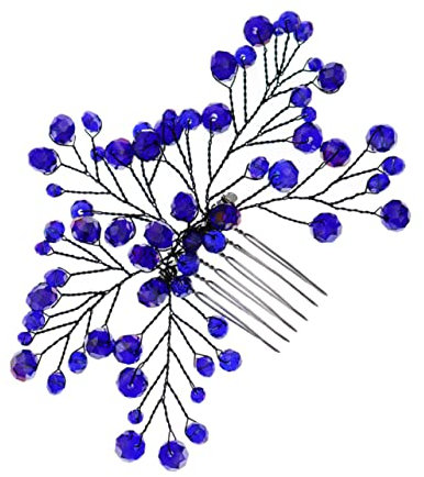 PLAFOPE Braut Haarschmuck Mit Zirkonia Eleganter Hochzeits Haarkamm Für Braut Und Brautjungfern Dekorative Haarspange Für Besondere Anlässe Blaues Blattdesign