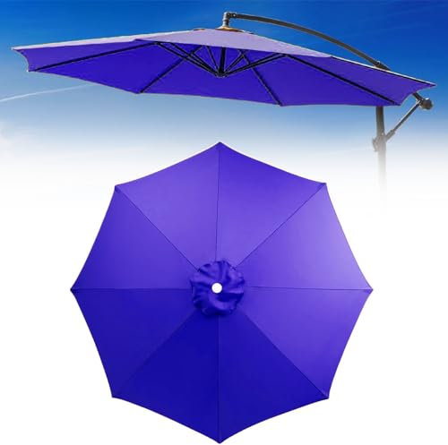Sonnenschirm-Ersatzabdeckung, Terrassenschirm Ersatzbezug Ersatz-Regenschirmstoff, Marktschirm Ersatz Baldachin Bespannung für Tischschirme im Freien Anti-Ultraviolett-Überdachungsabdeckung(Navy,6 rib