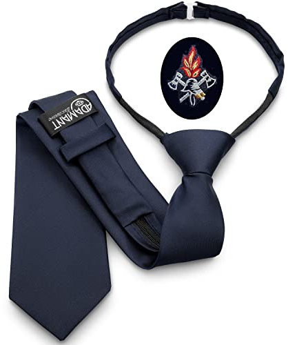 ADAMANT©️ - Feuerwehr-Krawatte - als fertig gebundene Reißverschluss-Krawatte, Länge XXL 60cm - DEUTSCHE MARKENQUALITÄT - Dunkelblau
