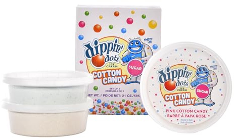 iscream Dippin' Dots Cotton Candy Floss Sugar Assortment in Pink Cotton Candy, Blue Cotton Candy and Cookies & Cream Flavors