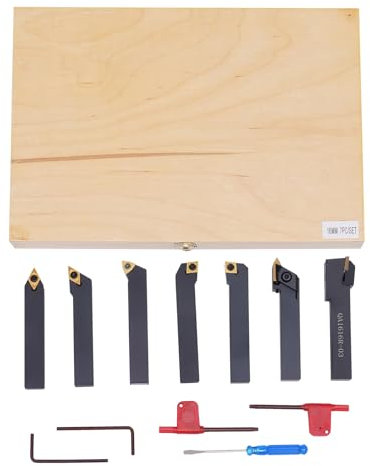Drehmeißel-Set 7tlg Drehstahl mit Wendeplatten, 16mm CNC Drehbank Hartmetall Drehmeißelsatz für Drehmaschine m/Koffer für Allgemeine Drehmaschinen Halbautomatische und Automatische Drehmaschinen