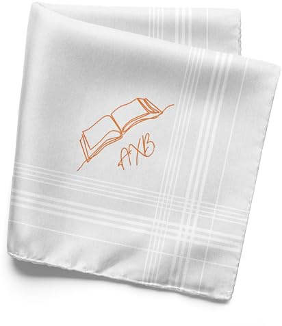 Taschentuch für Damen, bestickt – doppelte Personalisierung – Initialen und Muster – 100 % Baumwolle – 35 cm – 1 Stück, Literatur, 35 cm