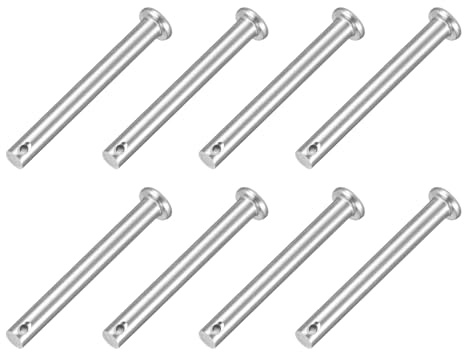 QUARKZMAN 8 Stück Steckbolzen Einloch Gabelbolzen 6 x50 mm Splintstift, Flachkopf verzinkter Stahl Lochbolzen
