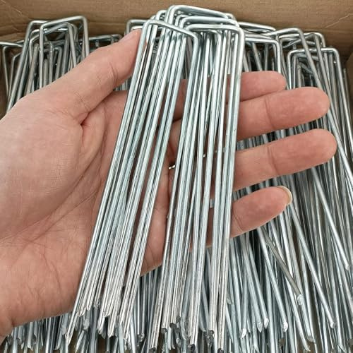 50 Stück 15,2 cm Gartenlandschaftsklammern, verzinkte Stifte, 11 Gauge, Rasenpfähle für Unkrautbarriere, Bodenabdeckung, U-Typ, strapazierfähig
