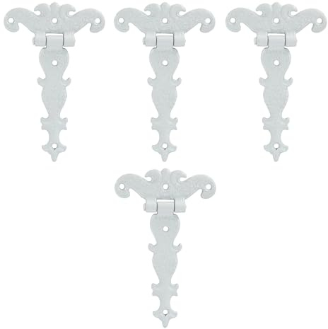 Cjueiom Lot de 4 charnières en T très résistantes, 7,6 cm, blanc | Quincaillerie de porte fantaisie, pour grange en bois, abri de jardin, armoire, clôture