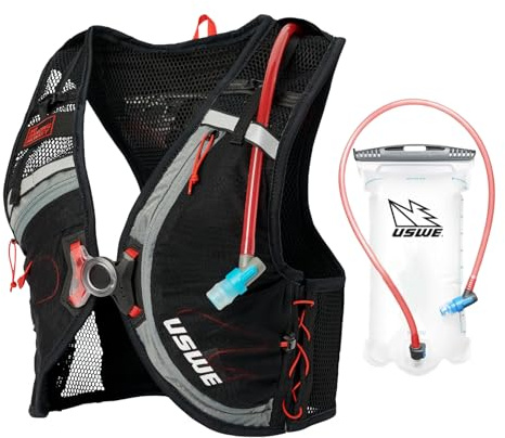 USWE Rush Fahrrad-Trinkweste, 8 l, verstellbare Brustgurte, Lauf-Trinkweste, 2,0 l Trinkblase, Mountainbike, Gravel & Radfahren mit reflektierenden Details, Herren und Damen