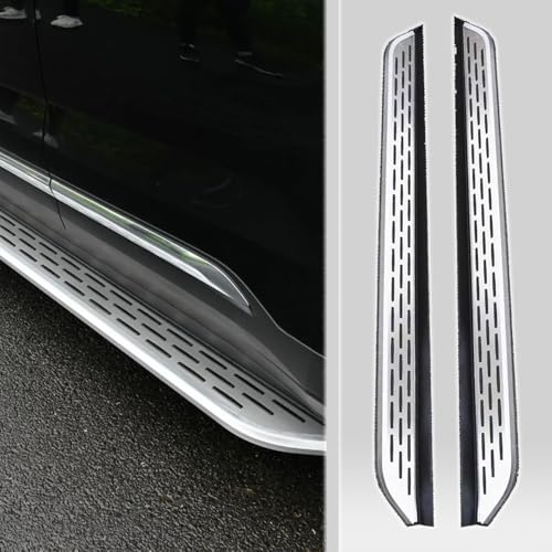 2 piezas Accesorios Escalones Laterales de Aluminio Plateado de Grano Largo compatibles con Hyundai Tucson NX4 2022-2025 Estribo Pedal SUV coche Panel Negro Barra Nerf Borde Plateado (con Soportes)
