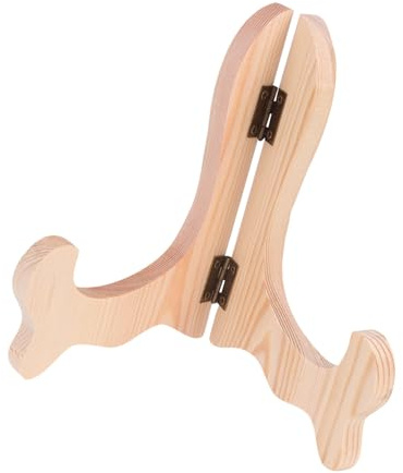 SOLUSTRE Espositore in Legno Per Piatti Da Tè e Torte, Supporto Curvato in Pino Naturale, Set Da 4 Pezzi Per Esposizione in Casa e Negozi, Cavalletti Portapiatti Resistenti e Decorativi