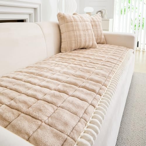 GKXLH New Thick Non-slip Sofa Cover 2 3 4 Seater (Light Coffee, 70x180cm) | Soft Milk Fleece Sofa Slipcovers, Universal Sofa Covers Washable, Dog Pet Couch Covers Furniture Protector for Living Room