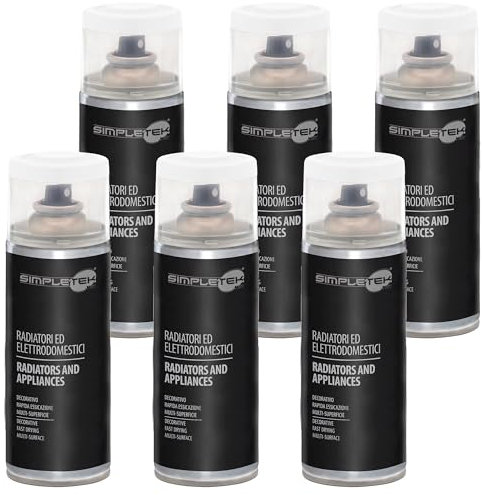 SIMPLETEK - 6X Bombolette Spray Vernice Smalto per Radiatori Elettrodomestici Lavatrici Frigo Bianco V400PAST.2 400 ml (Kit da 6 pezzi)