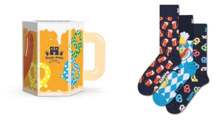 Happy Socks Chaussettes 3-Pack Beer Glass Gift Set Coton Mixte Marine 41-46