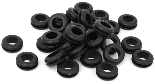TOP-VIGOR 30Pcs Black Rubber Grommets 10mm Cable Wire Protector Rings Electrical Hole Gaskets for Conductor Wiring Cables and Plugs