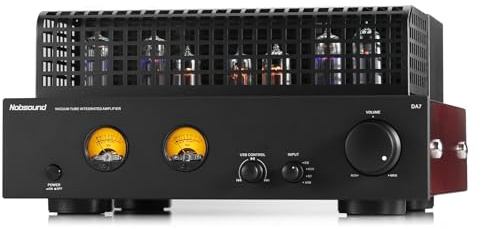 Nobsound Tube Power Bluetooth Amplifier: HiFi Valve with Dual VU Meters USB U-Disk Playback RCA in for Bookshelf Speakers | 6P1 6N1 EI Transformer | Home Audio (DA7)