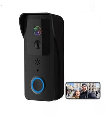 NGBFF Video Timbre, Timbre con Video WiFi 5G 2.4G 1080P Tuya, intercomunicador inalámbrico intelinte for Exteriores, Impermeable, con cámara y Timbre(Black Option 1)