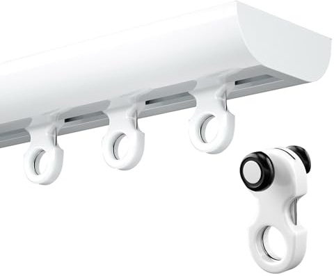 Sistema di binario per tende ultra sottile resistente montato a soffitto, con guide silenziose, per soggiorno e camera da letto, 150 cm, facile installazione con foratura