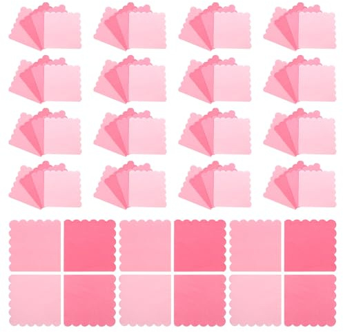 FRCOLOR 100 Stück Rosa Papierservietten mit Gewelltem Abschluss Einweg Partyservietten für Hochzeit und Cocktailpartys Elegante und Dekorative Gästeservietten