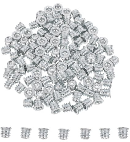 DECOMELODY 100 Tuercas Roscadas Hexagonales Para Muebles De Madera Color Plata