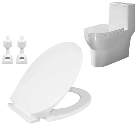 Tapa wc Universal Tapa de inodoro cuadrada de liberación rápida, blanca, con cierre suave, ajustable 360°, con bisagras, estándar, asiento for inodoro