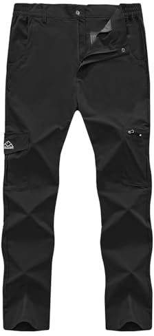 Rdruko Men's Lightweight Hiking Trousers Water Resistant Outdoor Cargo Pants Quick Dry Walking Travel Work Fishing Trousers with 6 Pockets(Black 34)