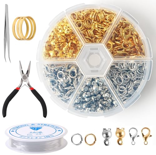 600 Pcs Lobster Clasps for Jewellery Making Kit Bracelet Clasps with Open Jump Rings Connectors Closures Lobster Claw Clasp Bead Tips Knot Covers for Earring Necklace DIY Craft