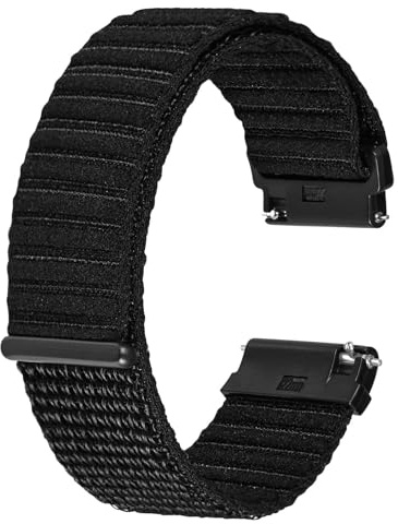 BISONSTRAP Nylon klockarmband för män och kvinnor, krok och ögla nylonband, snabb frigöring, justerbart ersättningsarmband, 16 mm 18 mm 20 mm 22 mm 24 mm, Svart, 20mm, Gummi