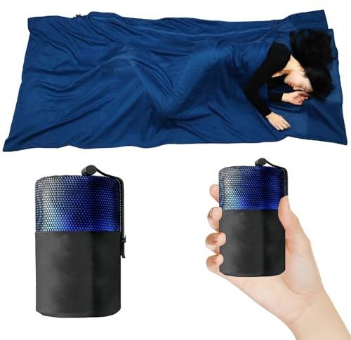 Hüttenschlafsack Aus Mikrofaser, Hüttenschlafsack Mit Durchgängigem, Sommerschlafsack, Ultraleichter Innenschlafsack, Reiseschlafsack Dünn, Für Rucksacktourismus, Hotel, Geschäftsreisen 220 * 90cm