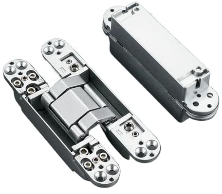2 Stück 40/80 Kg Hochleistungs-Türbänder, Verstellbar, Verdeckt – 180-Grad-Öffnungswinkel, Unsichtbare Scharniere For Hölzerne Innentüren Mit Drehflügeln(2PCS 80KG-silver)