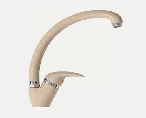 SQUADO Miscelatore Monocomando per Lavello Cucina, Design Moderno con Canna Curva Girevole 360°, Finitura Avena Sabbia Beige